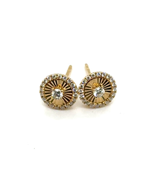 14kt Yellow Gold 0.26Ctw Diamond Cluster Earrings
