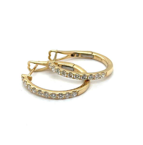 0.81 Ctw 14kt Yellow Gold Diamond Huggie Hoop Earrings