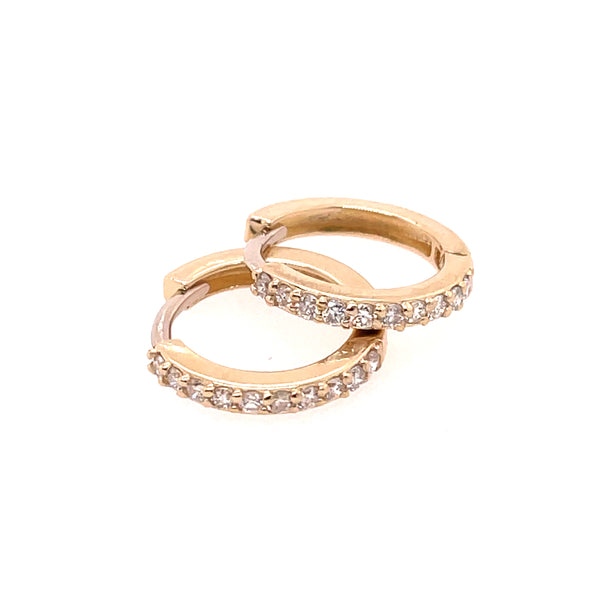 14kt Yellow Gold Diamond Huggie Hoop Earrings