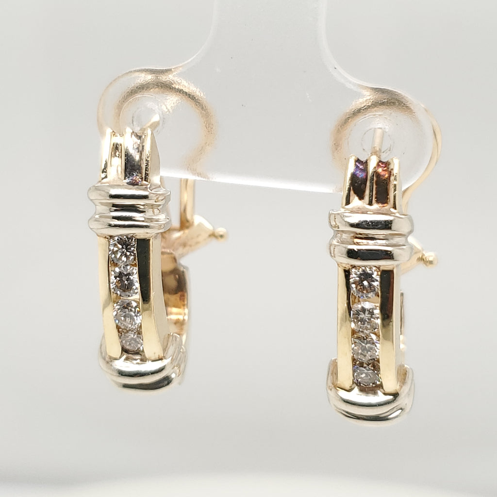 14Kt Gold And Diamond Hoop Earrings