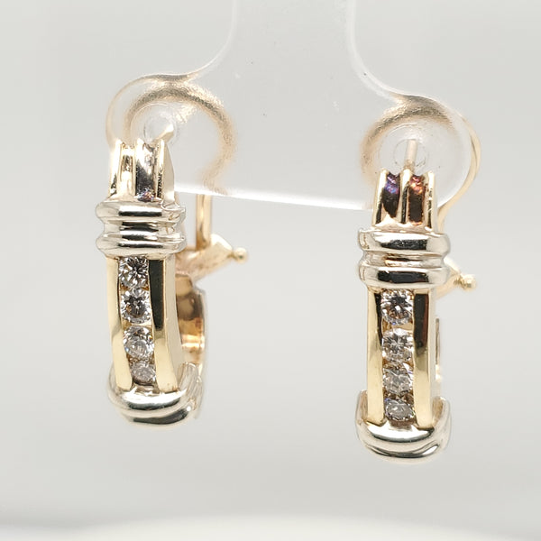 14Kt Gold And Diamond Hoop Earrings