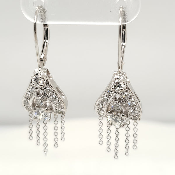 Vintage 14kt White Gold and Diamond Earrings