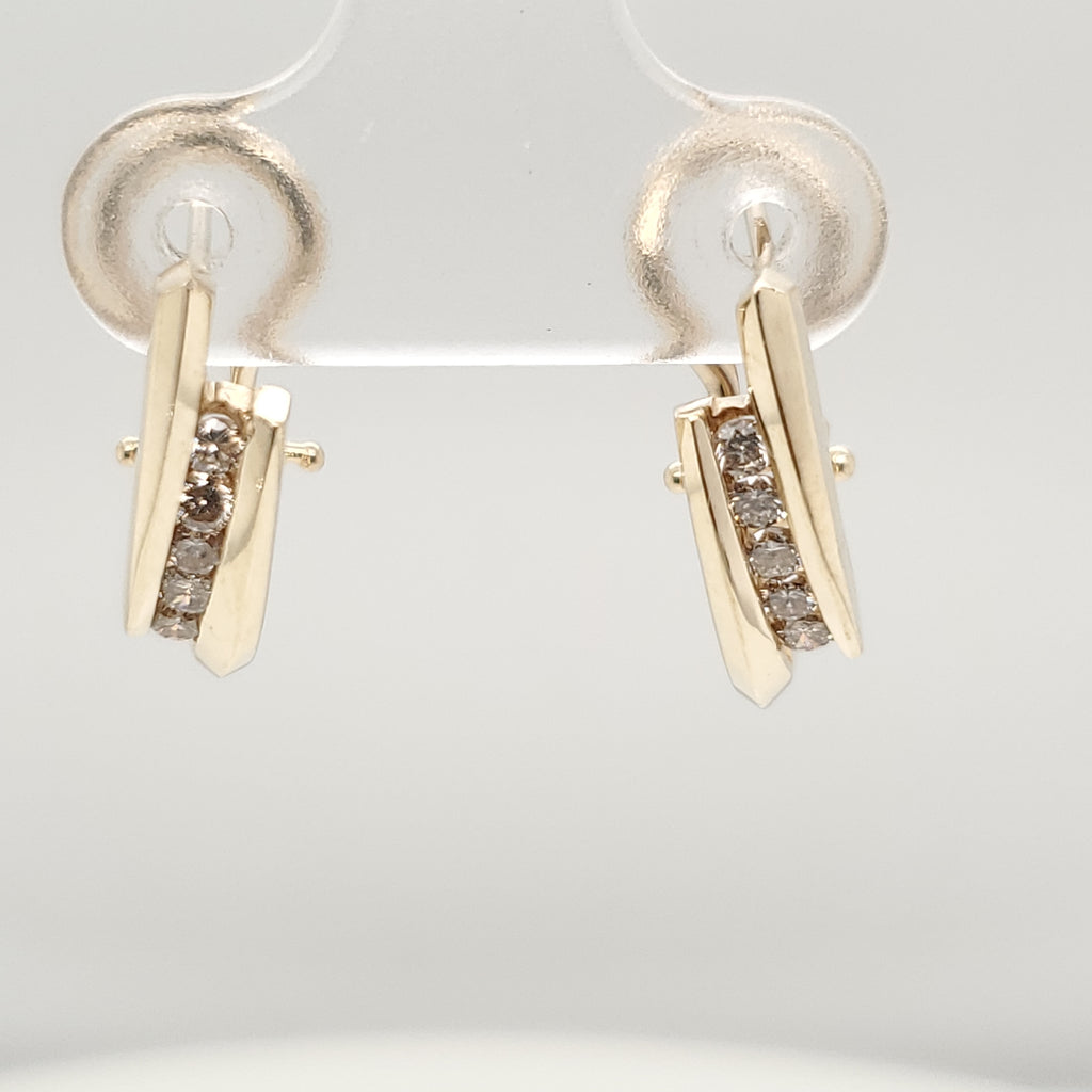 14kt Yellow Gold Diamond Huggie Earrings