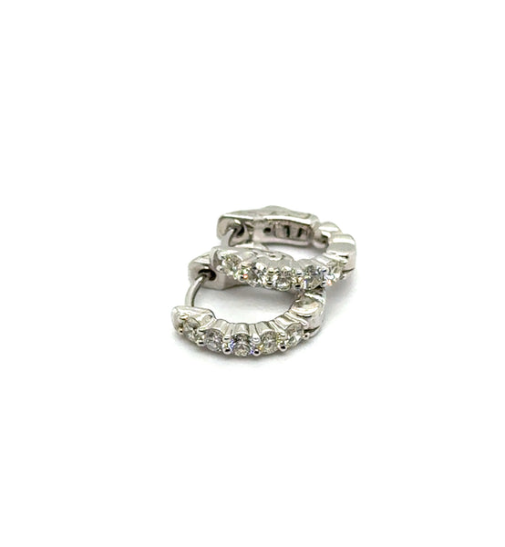 0.50 Ctw14Kt White Gold Diamond Huggie Hoop Earrings