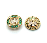 1.00 Ctw 14kt Yellow Gold Diamond And Emerald Earring Jackets