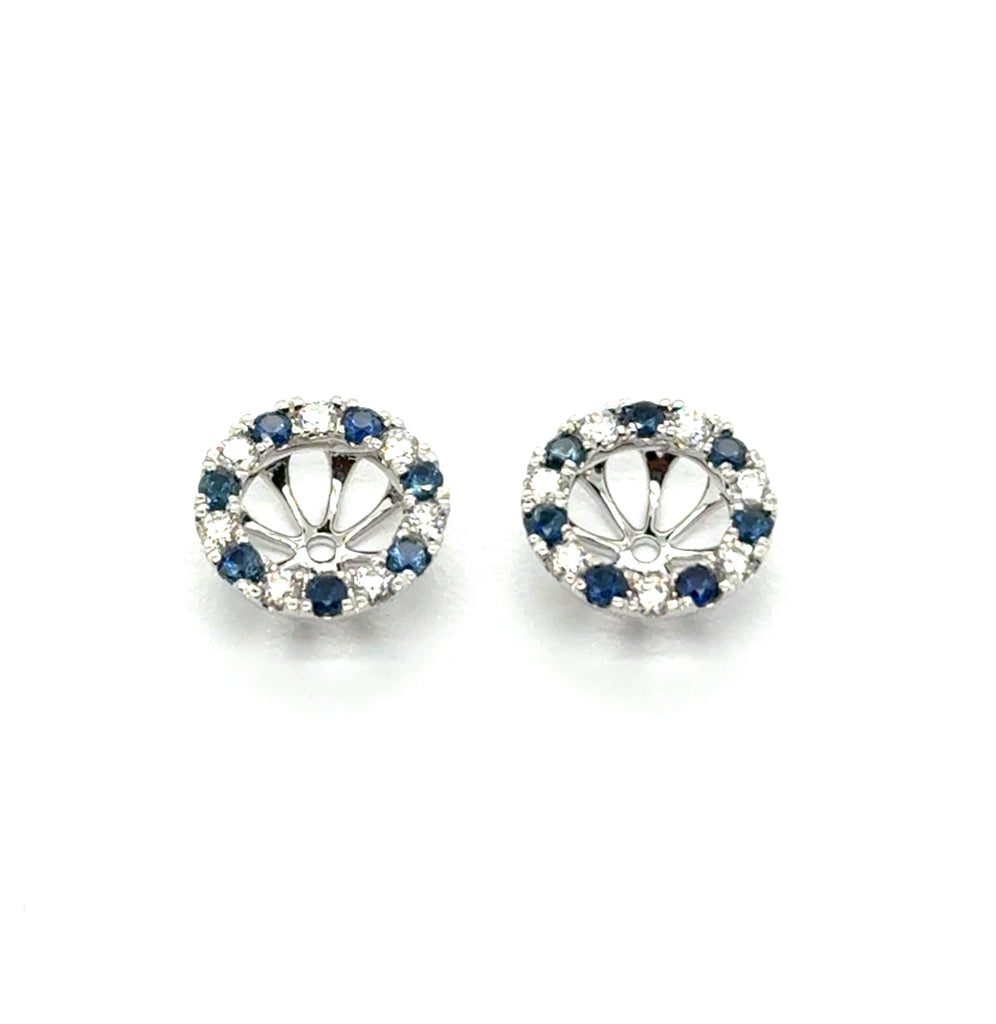 0.72 Ctw 14kt White Gold Blue Sapphire And Diamond Earring Jackets