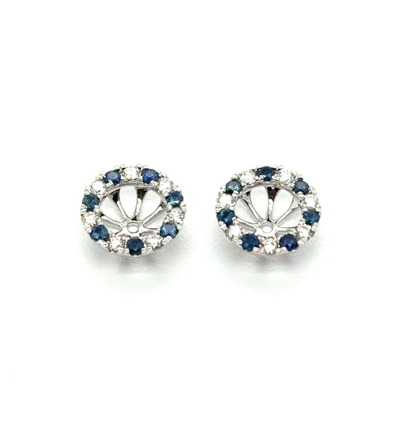 0.72 Ctw 14kt White Gold Blue Sapphire And Diamond Earring Jackets