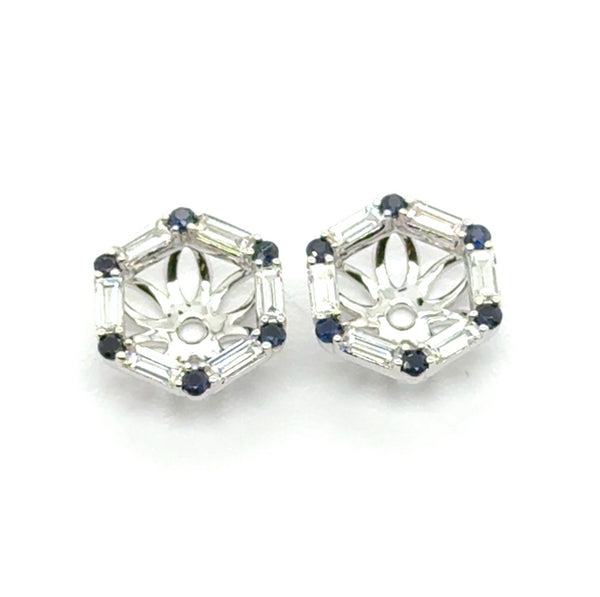 0.52 Ctw 14kt White Gold Sapphire And Diamond Earring Jackets