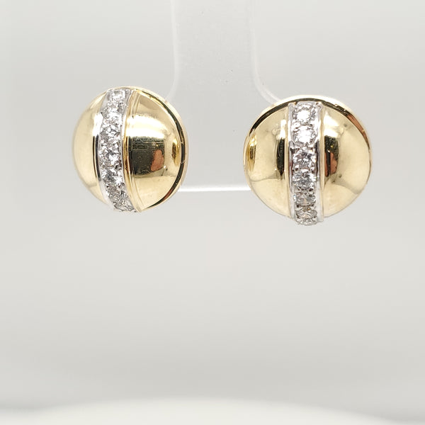 14kt Yellow Gold and Diamond Ball Earrings