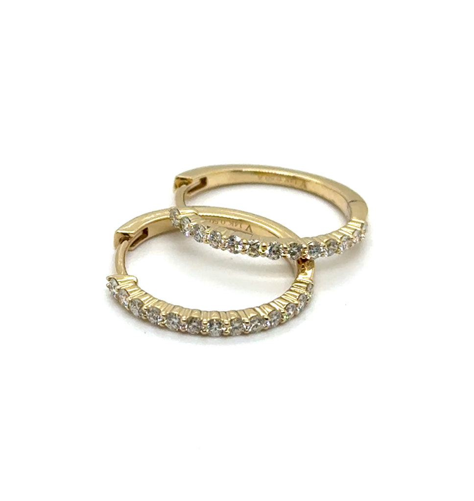 0.50 Ctw 14kt Yellow Gold Diamond Huggie Hoop Earrings