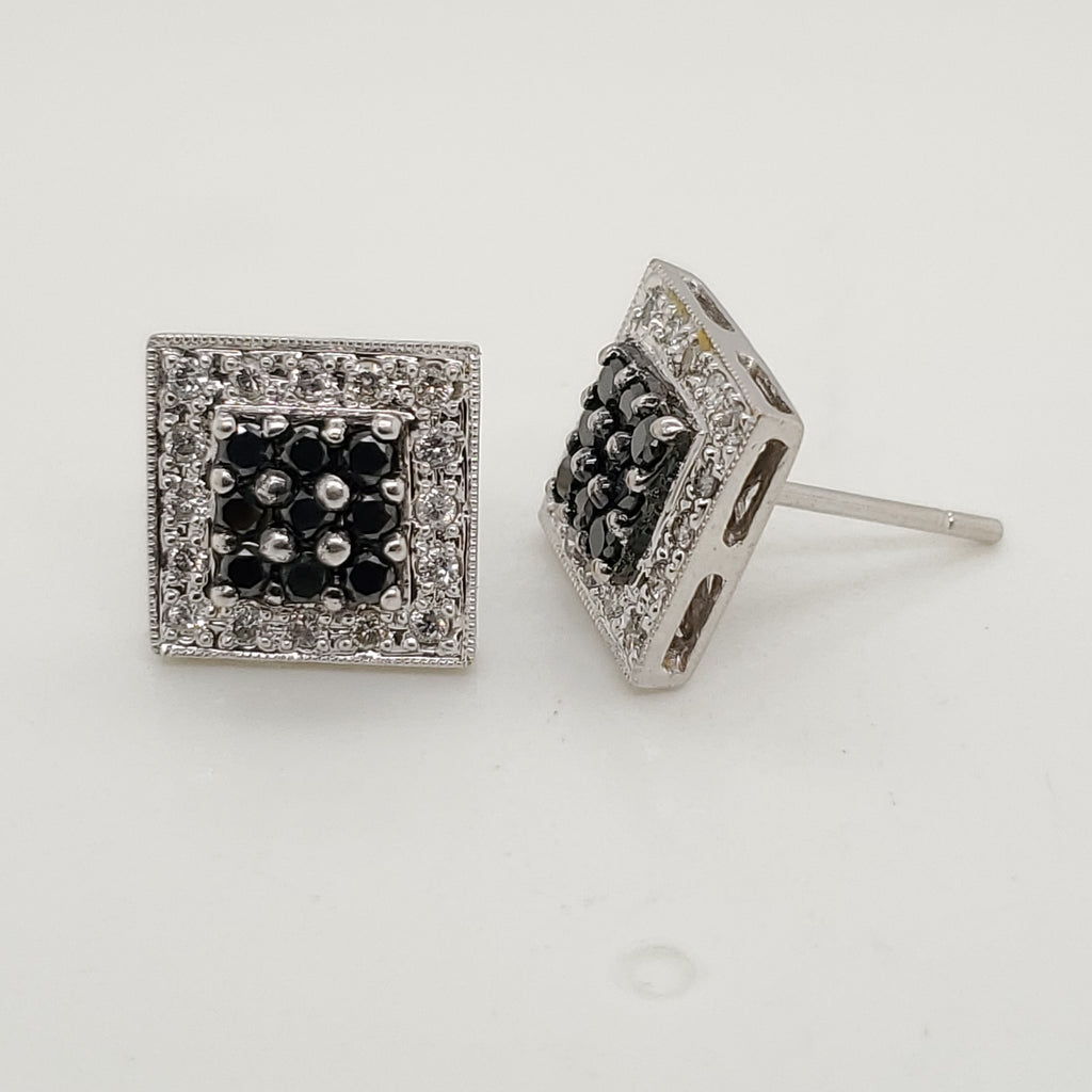 14kt White Gold Black and White Diamond Earrings