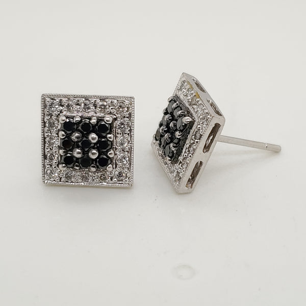 14kt White Gold Black and White Diamond Earrings