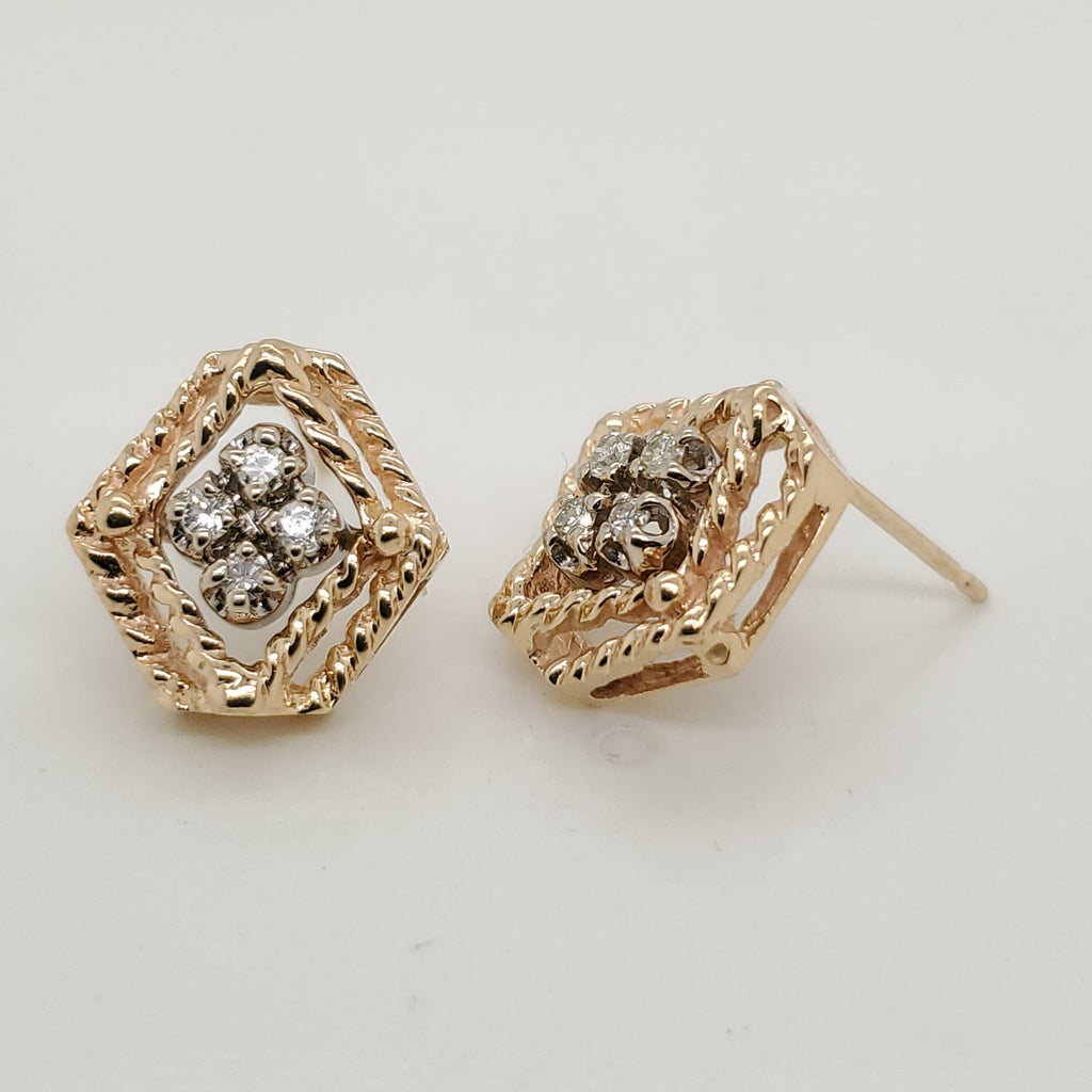 14kt Yellow Gold and Diamond Earrings