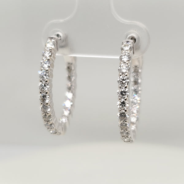 14kt White Gold Inside Outside Diamond Hoop Earrings