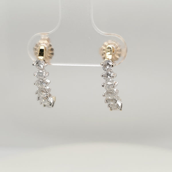 14Kt Gold And Diamond Half Hoop Earrings
