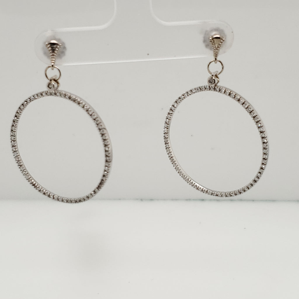 14kt White Gold Dangle Diamond Loop Earrings