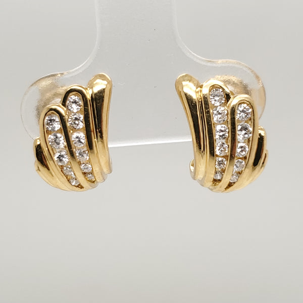18Kt Yellow Gold And Diamond Huggie Earrings