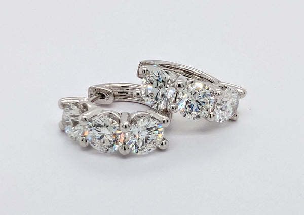 14K White Gold 5.41ctw Huggie Hoop Earrings