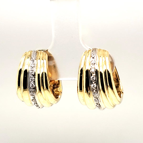 18Kt Yellow Gold And Diamond Huggie Earrings