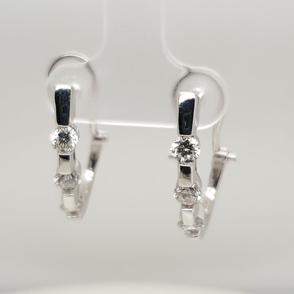 14kt White Gold Diamond Hoop Earrings