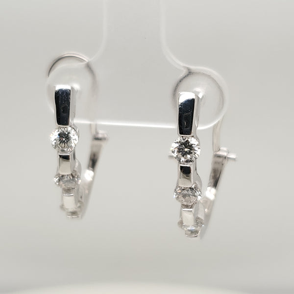 14kt White Gold Diamond Hoop Earrings