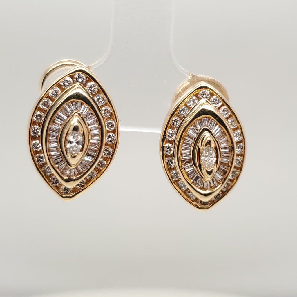 14Kt Yellow Gold Diamond Earrings