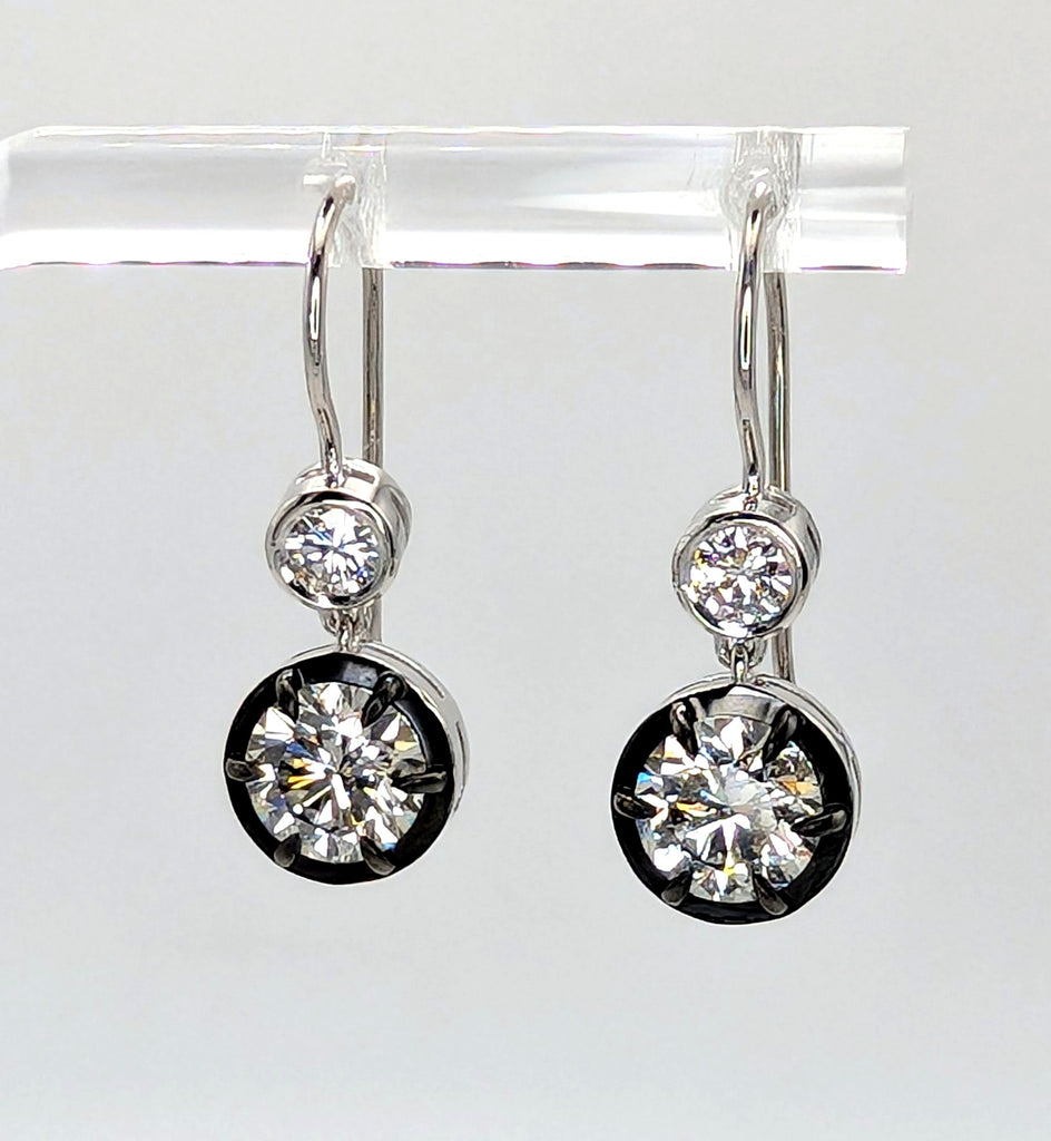 18K White Gold and Black Rhodium Diamond Dangle Earrings