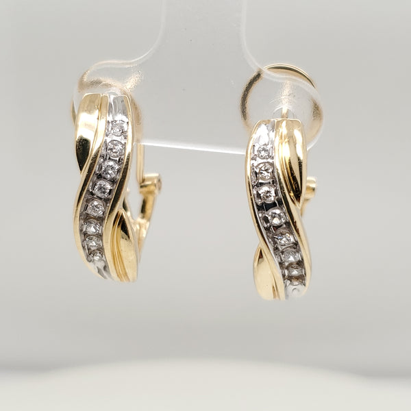 14kt Yellow Gold Diamond Half Hoop Earrings