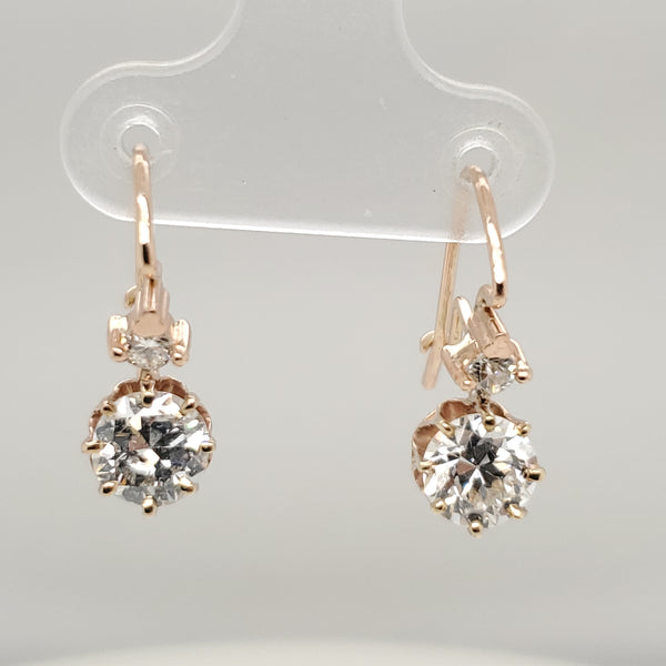 Vintage 14kt Yellow Gold and Diamond Dangle earrings