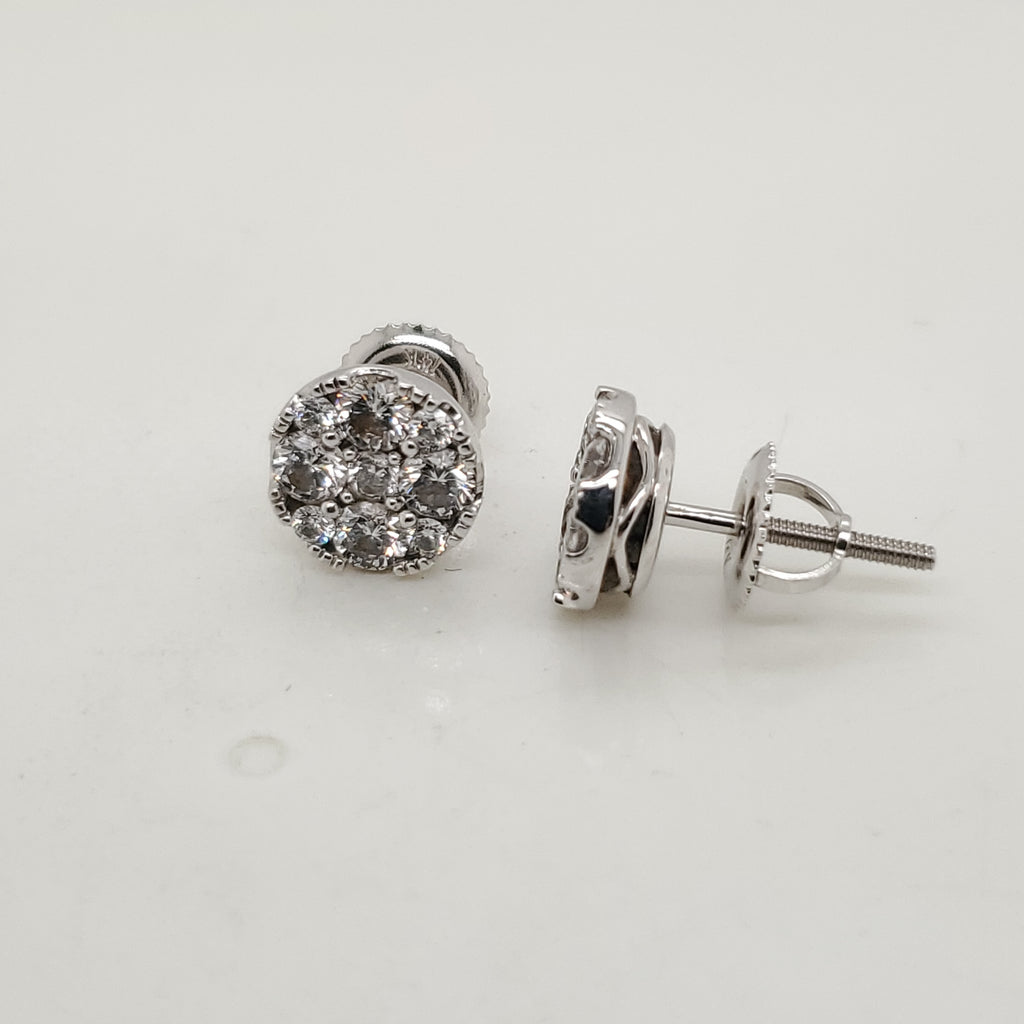 14kt White Gold Diamond Cluster Stud Earrings