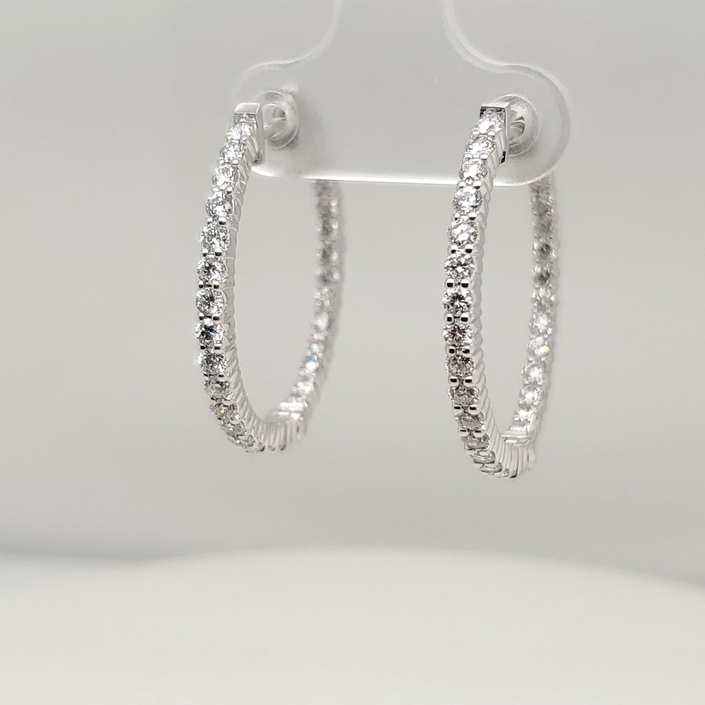 4.00 Ctw 14kt White Gold Diamond Inside Out Hoop Earrings