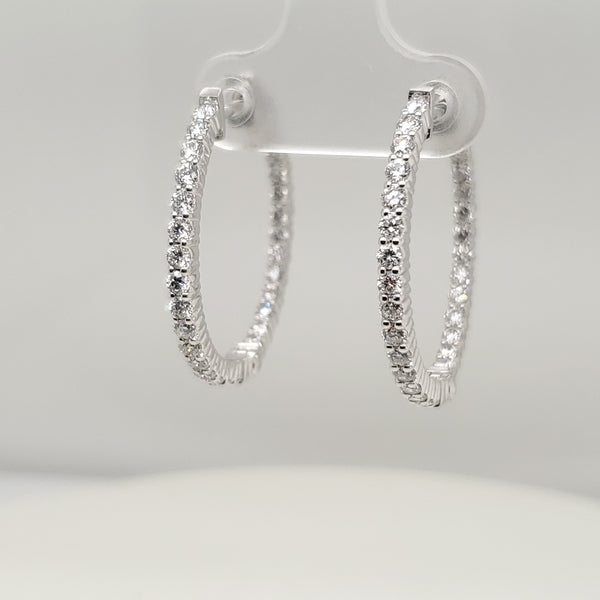 4.00 Ctw 14kt White Gold Diamond Inside Out Hoop Earrings