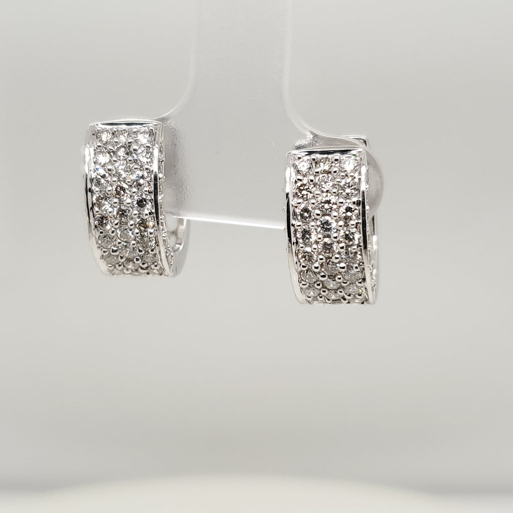 18Kt White Gold Diamond Huggie Hoop Earrings