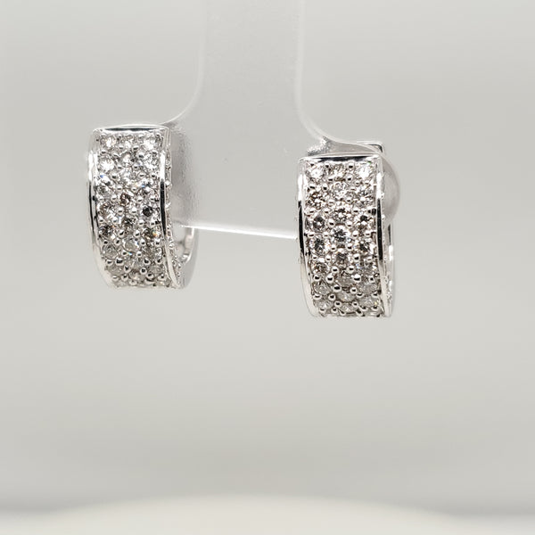 18Kt White Gold Diamond Huggie Hoop Earrings