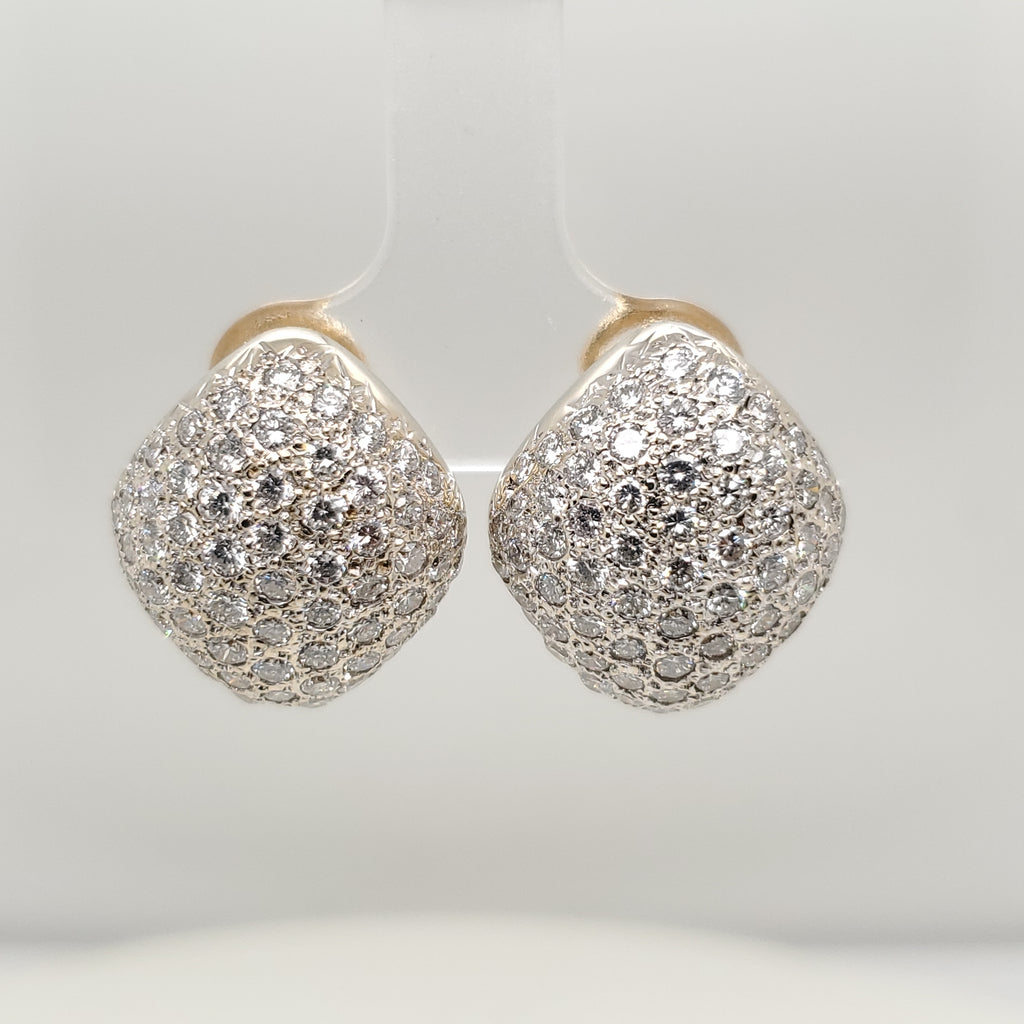 18Kt Gold Pave Set Diamond Earrings