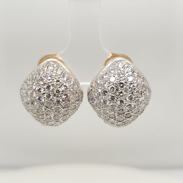18Kt Gold Pave Set Diamond Earrings