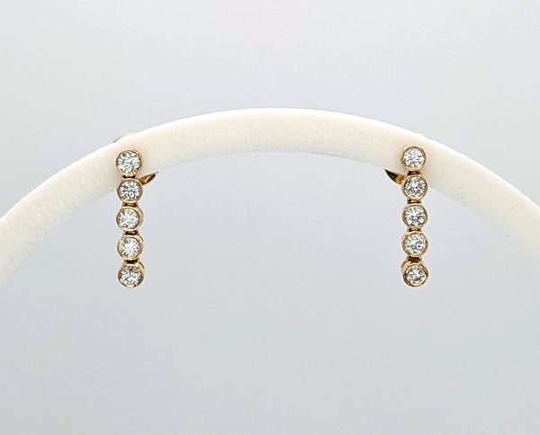 14K Yellow Gold Diamond Drop Earrings
