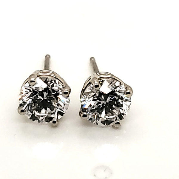 1.42 Carat Total Weight Round Diamond Stud Earrings