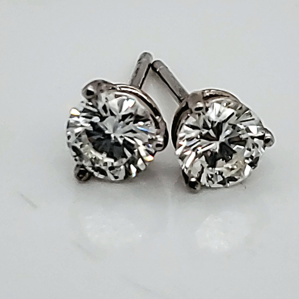 1.08  Carat Total Weight Round Diamond Stud Earrings