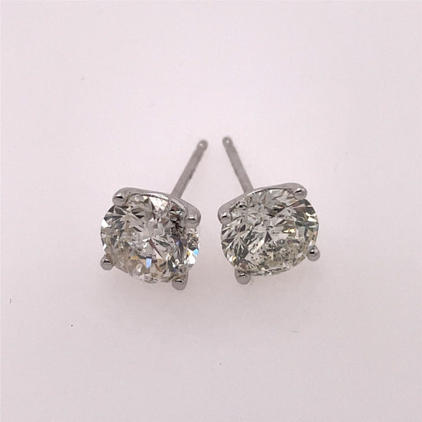 14kt White Gold 2.52 Carat Diamond Stud Earrings