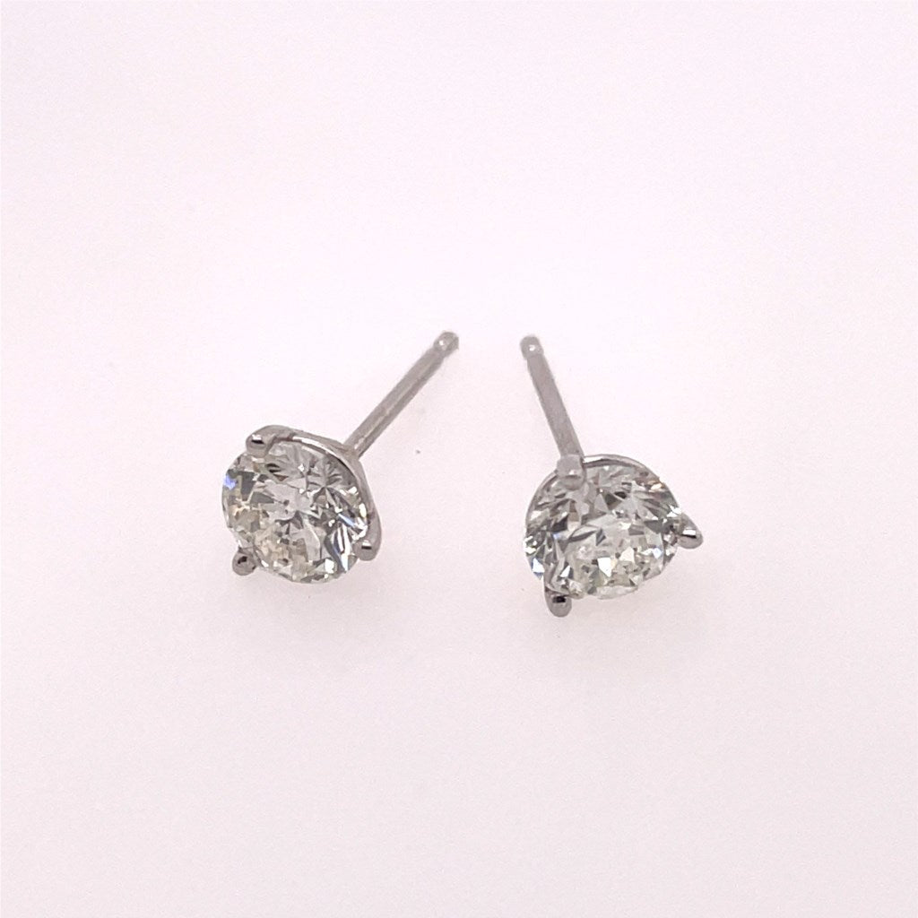 1.11 Carat Total Weight Round Diamond Stud Earrings