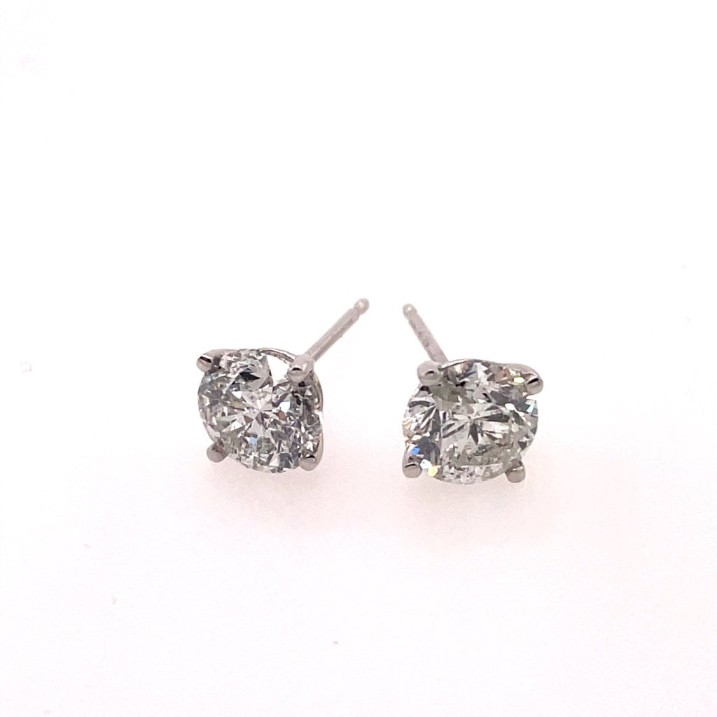 14kt White Gold 2.41 Carat Diamond Stud Earrings