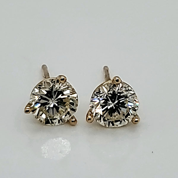 1.30 Carat Total Weight Round Diamond Stud Earrings