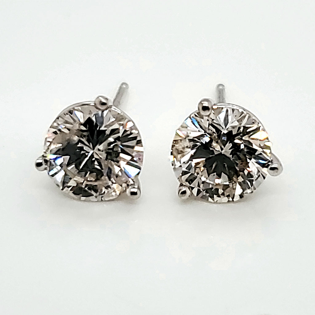 2.42 Carat Total Weight Round Diamond Stud Earrings