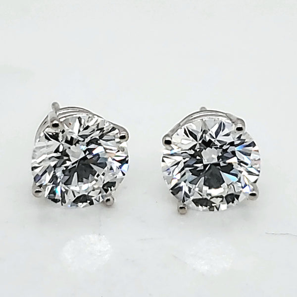 4.02  Carat Total Weight Round Diamond Stud Earrings