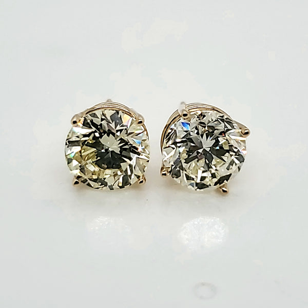 4.05 Carat Total Weight Round Diamond Stud Earrings