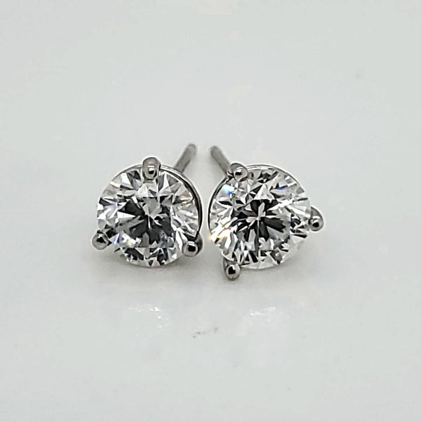 1.47 Carat Total Weight Round Diamond Stud Earrings