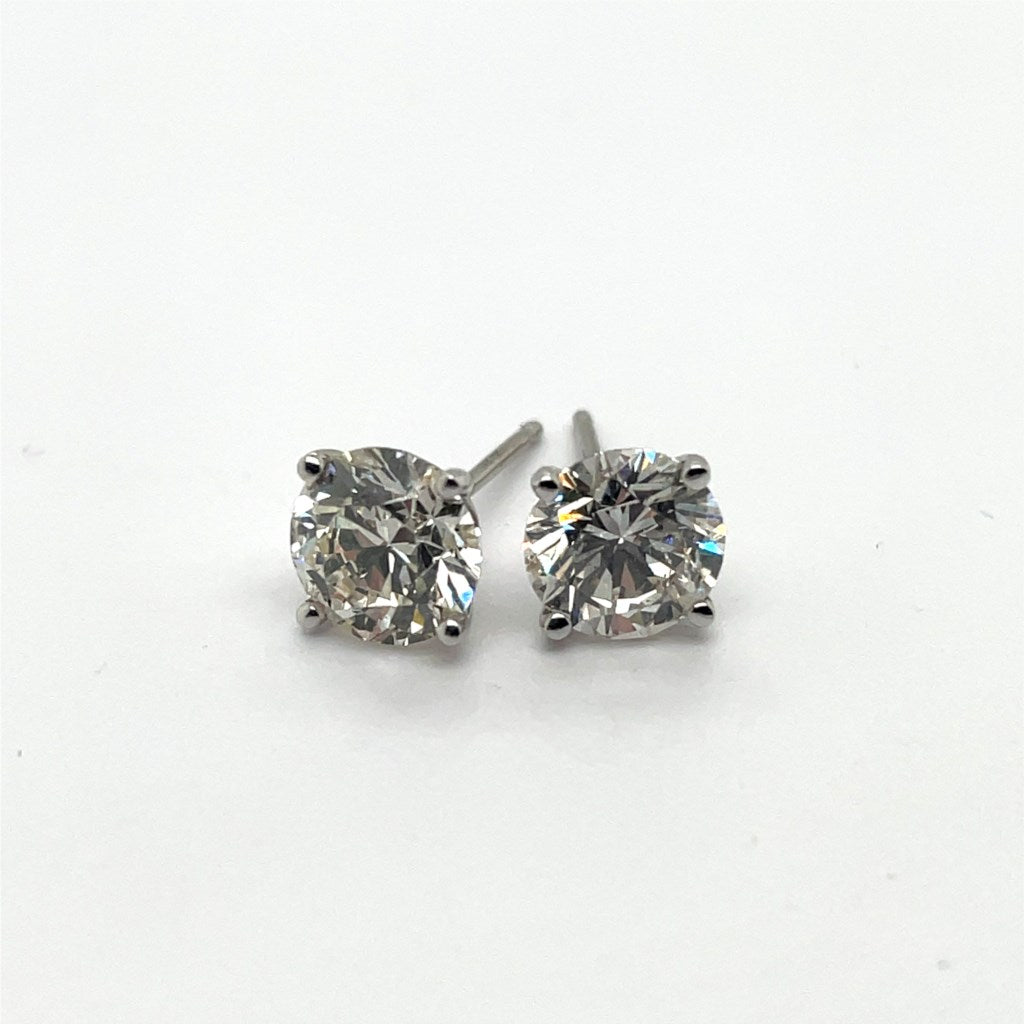 2.33 Carat Total Weight Round Diamond Stud Earrings