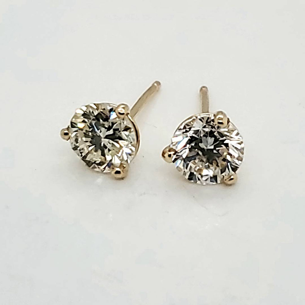 1.43 Carat Total Weight Round Diamond Stud Earrings