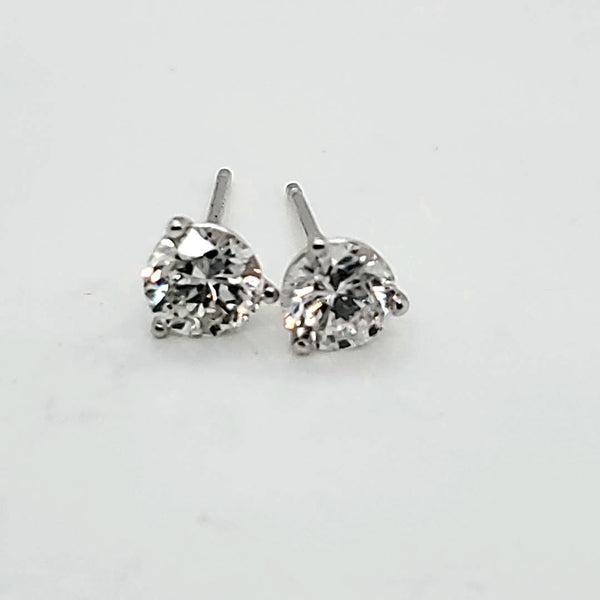 1.03 Carat Total Weight Round Diamond Stud Earrings